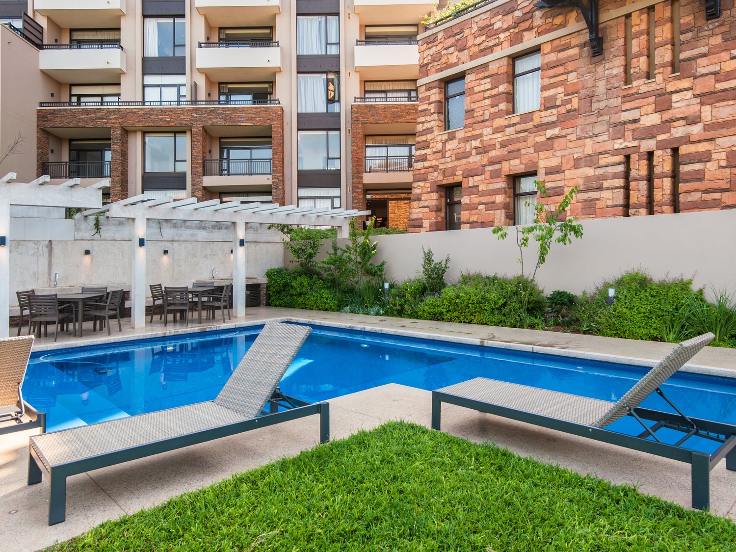 Outdoor swimming pool at Zimbali Suites, Ballito coastal estate
